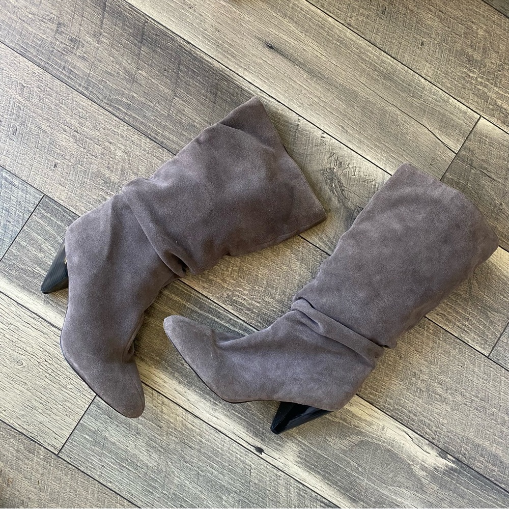 Sole Society Boots Gerii Gray (Grey) Suede Slouchy Heeled Knee High Size 11